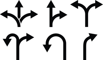 Road direction icon vector. three-way direction arrow sign. Way vector icon illustration. - obrazy, fototapety, plakaty