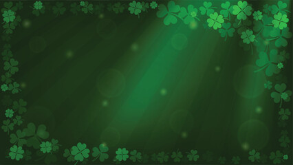 St. Patrick's Day: abstract green background with clover leaves. Vector illustration.