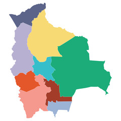 Bolivia map. Map of Bolivia in administrative provinces in multicolor