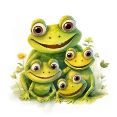 Fototapeta premium Illustration of a family of frogs on a white background