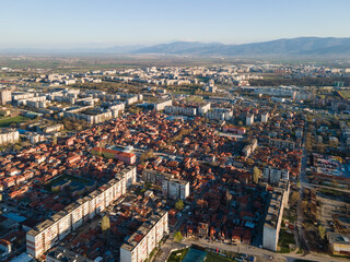 Fototapeta na wymiar Aerial Sunset view of City of Plovdiv, Bulgaria