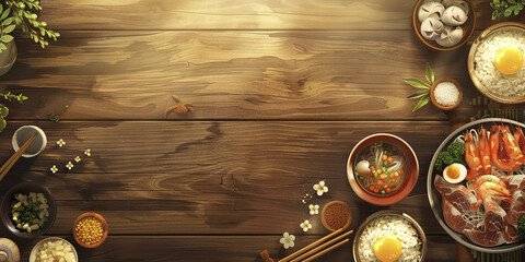 Japanese food background with copy space