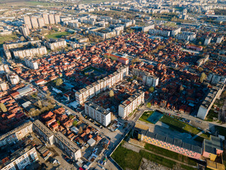 Fototapeta na wymiar Aerial Sunset view of City of Plovdiv, Bulgaria