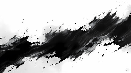 Black paint splashed on white surface, suitable for art, design and creative projects - obrazy, fototapety, plakaty