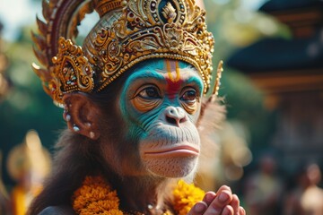 Indonesian celebrations lifestyle, hanuman jayanti: a vibrant cultural mosaic, traditions, rituals, and festive joy in a tapestry of diversity, music, dance, and familial harmony. - obrazy, fototapety, plakaty
