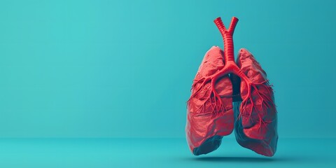 human lung anatomy on blue background - obrazy, fototapety, plakaty
