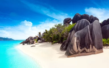 Crédence de cuisine en verre imprimé Anse Source D'Agent, île de La Digue, Seychelles Anse Source D'Argent - the most beautiful beach of Seychelles. La Digue Island, Seychelles