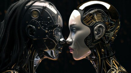 Fototapeta premium Conceptual Digital Art Illustrating Human-AI Connection