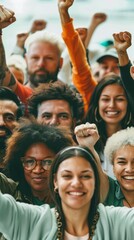 Multi-Ethnic People Raising Fists in Solidarity