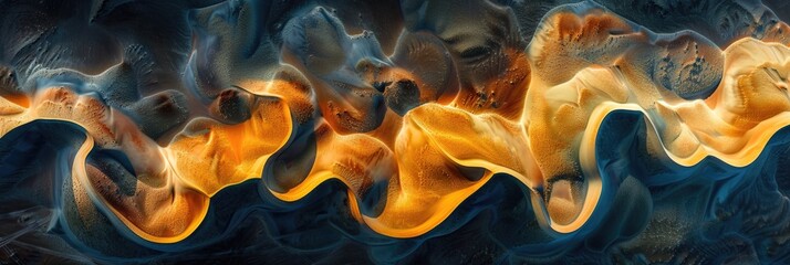 Aerial Shot of Mesmerizing Desert Dunes: 3D Patterns Formed by Sunrise or Sunset Shadows