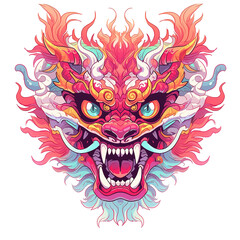 Illustration of a Japanese Dragon Head, for t-shirt, Sticker, Poster. Vector Illustration PNG Image