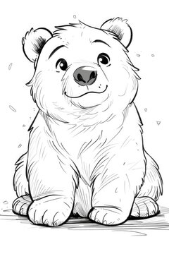 A drawing of a polar bear sitting down