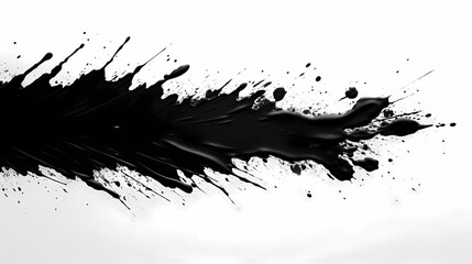Black paint splash on white paper for painting, isolated on white background