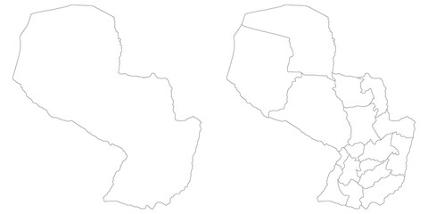 Paraguay map. Map of Paraguay in white set