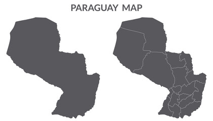 Paraguay map. Map of Paraguay in grey set