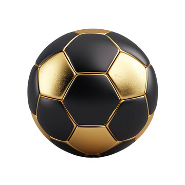 Black and Gold Soccer Ball on White Background