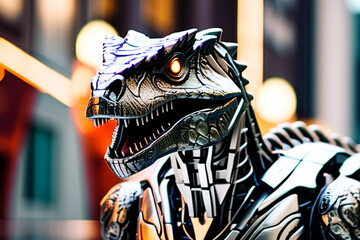 3d rendered illustration of a dinosaurs robot. Generative AI