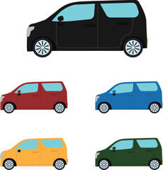 汎用　アイコン　車　小型ワゴン　カラーセット