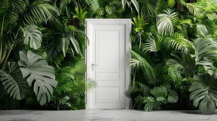 Verdant Threshold: Tranquil and Verdant Doorway Design with Vibrant Green Plants