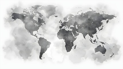 Artistic Exploration: Black and White World Map 