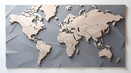 Global Tapestry: Illustration of  World Map with Country Borders and Abstract Background