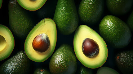 Macro fresh juicy green avocado fruit background as pattern