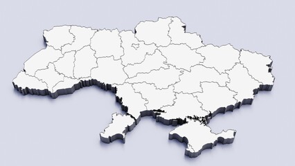 Ukraine, country, state division, region, 3D map