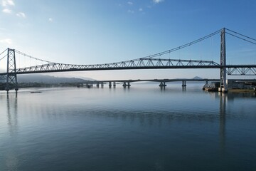 Fototapeta na wymiar The Hercilio Luz Bridge, in Florianopolis, Brazil.