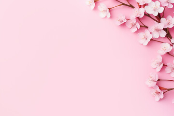 Fototapeta na wymiar Elegant Pink Cherry Blossoms on Soft Pink Background, Perfect for Spring or Summer Themes. Copy space