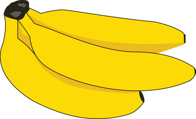 Vector illustration of isolated yellow banana fruit food