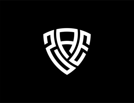ZAE creative letter shield logo design vector icon illustration