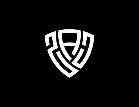 ZAJ creative letter shield logo design vector icon illustration