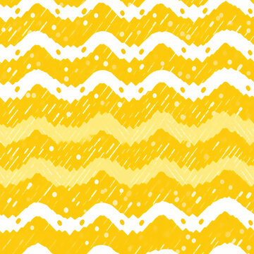 Yellow geometric zig zag chevron seamless pattern on white background. Zigzag ethnic ornament for design card, banner, poster, wallpaper, print paper, textile, fabric