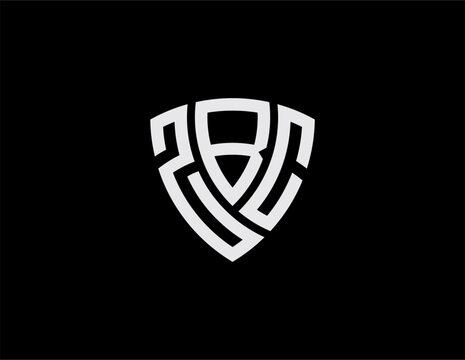 ZBC creative letter shield logo design vector icon illustration
