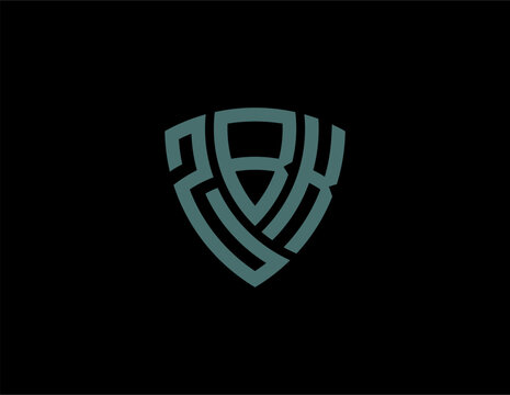 ZBK creative letter shield logo design vector icon illustration