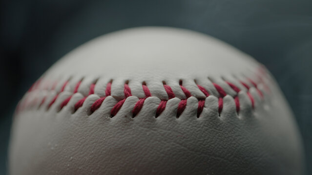 Dramatic, cinematic macro texture shots of a baseball