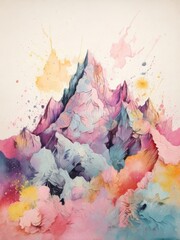 illustration of high steep mountain in pastel color