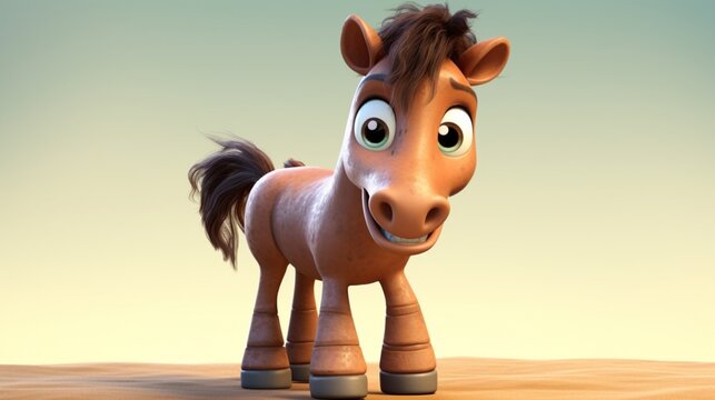 A cute cartoon horse character Ai Generative