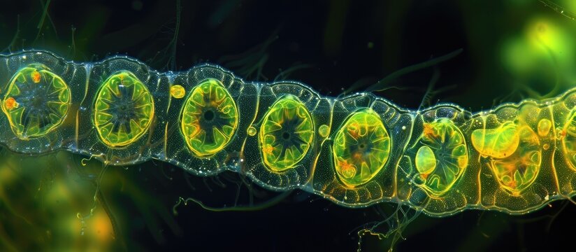 This close-up image showcases the intricate details of an animal cell, highlighting its various components and their unique colors.