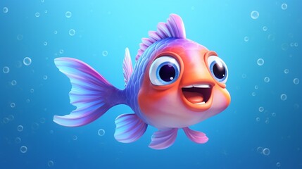 A cute cartoon jaya fish character Ai Generative