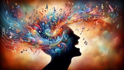 Symphony of the Mind: A Visual Ode to the Joy of Music and the Colorful Rhythms of Life - obrazy, fototapety, plakaty