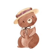 Watercolor bear illustration for kids