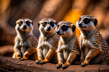 Curious Meerkats: Captivating Moments from the Wild - obrazy, fototapety, plakaty