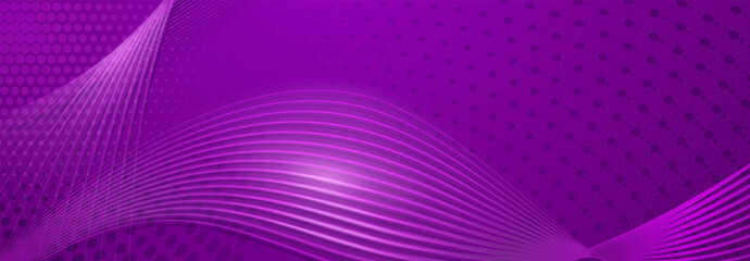 Abstract background made of halftone dots and thin curved lines in purple colors