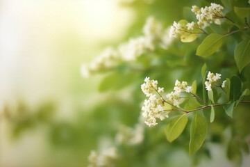 Green spring branches, copy space. Generative AI