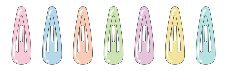 vector illustration of Y2K style hair pins on white for banners, cards, flyers, social media wallpapers, etc.