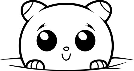 Cat peeking sketch drawing