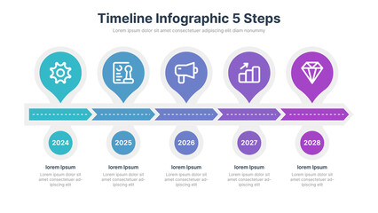 Timeline Infographic design template with 5 steps