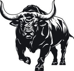Handdrawn bull silhouette drawing