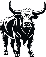 Handdrawn bull silhouette drawing